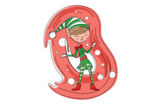 Abstract Print Art Style Elf for Christmas Crafts