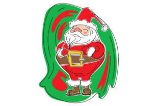 Abstract Print Art Style Santa Claus for Christmas Crafts