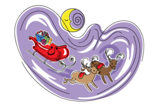 Abstract Print Art Style Sleigh for Christmas Crafts