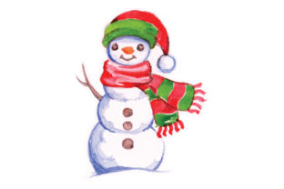 Charming Snowman in Watercolor Style for Christmas Crafts