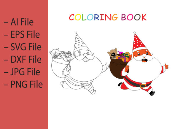 Coloring Santaclaus Bring Christmas Gift: A Festive Graphics and Illustrations Asset
