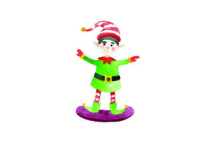 Elf Snowboarding Watercolor for Christmas Crafts