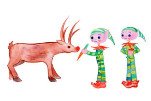 Elves Feeding Reindeer: Christmas Crafts Asset Review