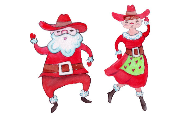 Gouache Santa Line Dance: Christmas Crafts Asset