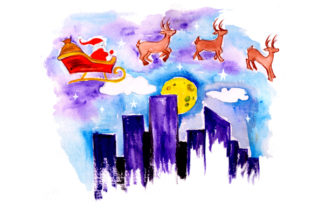Gouache Santa Sleigh: Christmas Crafts Asset Review