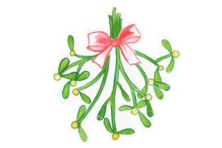 Mistletoe Sprig Watercolor for Christmas Crafts