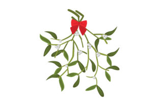 Mistletoe Sprig with Red Bow: A Christmas Crafts Design Asset