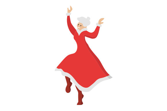 Mrs. Claus Dancing: Christmas Crafts Design Asset