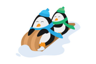 Penguins in Toboggan for Christmas Crafts