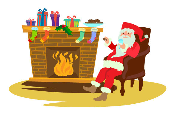 Santa by Fireplace: Christmas Crafts Asset Review