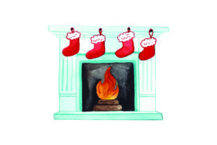 Stockings Hung on Fireplace: Christmas Crafts Asset