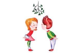 Watercolor Mistletoe Kiss: A Perfect Christmas Crafts Asset